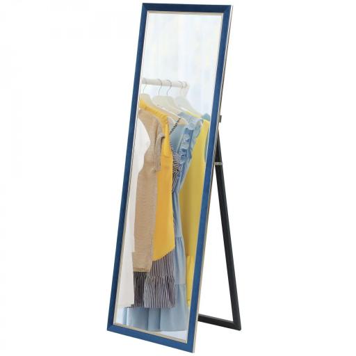 Espejo de Cuerpo Entero 150x50 cm con Marco en Terciopelo y Soporte para Salón Dormitorio Azul [9]