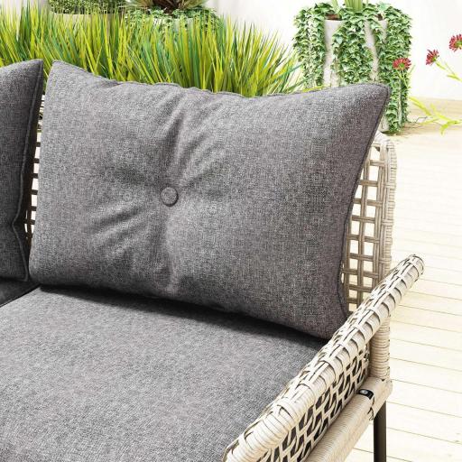Conjunto de Jardín de Ratán Sintético con Sofá de Exterior de 4 Módulos y 1 Mesa de Centro y Cojines Gris [3]