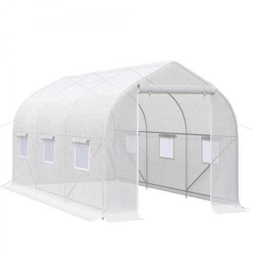Invernadero de Jardín 4x2x2 m Tipo Túnel con 6 Ventanas Transpirables y Puerta Enrollable con Cremallera Huerto para Cultivo Plantas Verduras Blanco [9]
