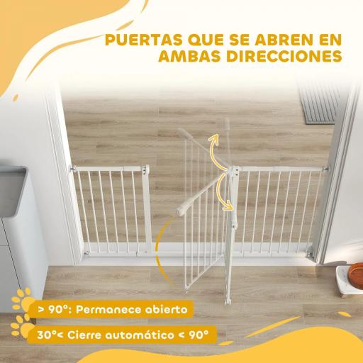 Barrera de Seguridad Extensible con Cierre Automático y Sistema de Doble Bloqueo Metal 74-147,5x76,2 cm Blanco [4]