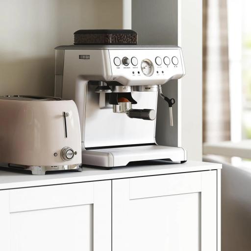 Alacena de Cocina con 2 Puertas de Vidrio Encimera Amplia para Microondas Estantes Ajustables Blanco [7]