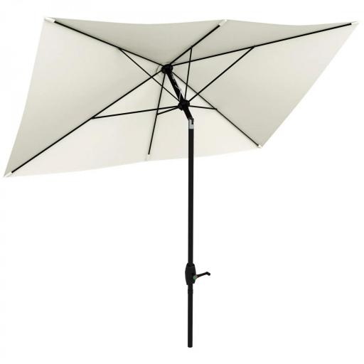 Parasol de Terraza Exterior 3x2 m con Ángulo Ajustable Mástil de Aluminio y Protección UV 50+ Beige [9]