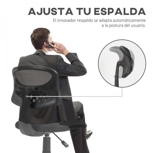 Silla de Oficina sin Brazos Silla de Escritorio Giratoria con Respaldo de Malla Transpirable Altura Ajustable Negro [6]
