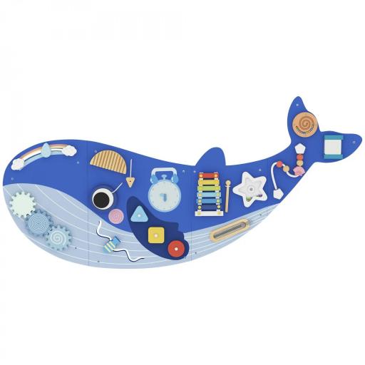 Tablero Sensorial Montessori Tema Ballena Busy Board Panel Sensorial Montessori 13 en 1 para Niños +2 Años Azul [15]