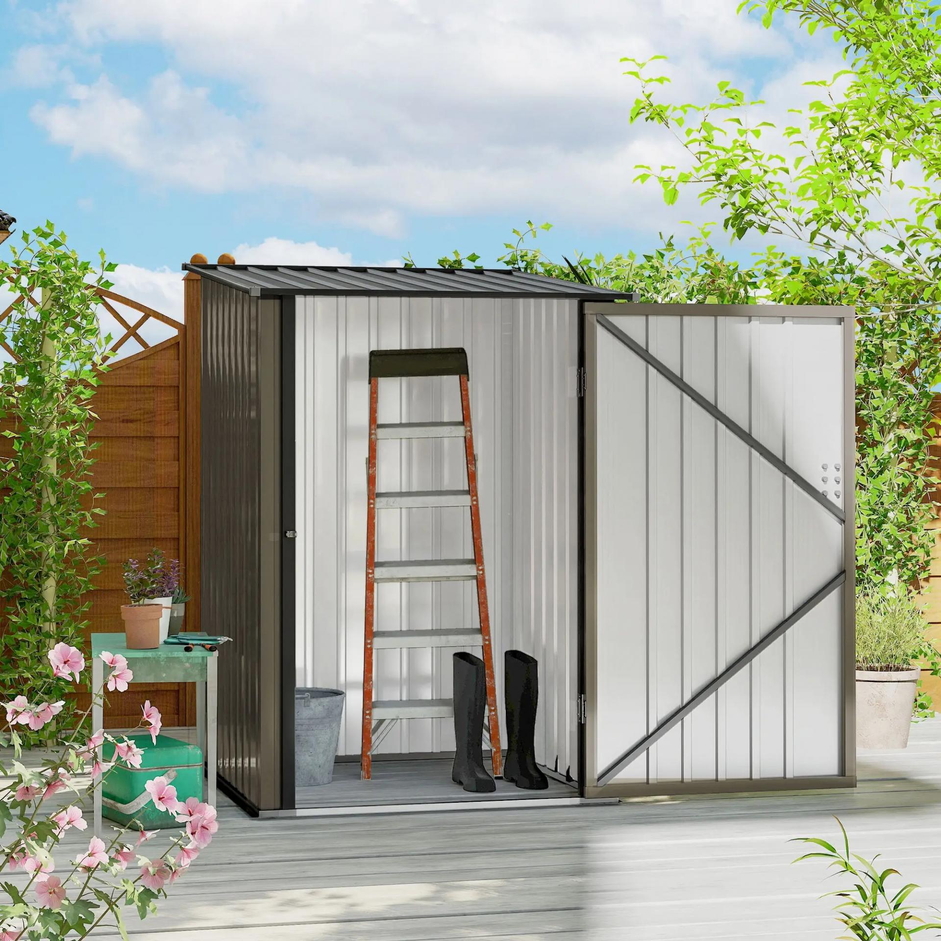Caseta de Jardín Metálica 0,92 m² 100x103x160 cm con 1 Puerta y Cerradura para Almacenamiento de Herramientas Marrón