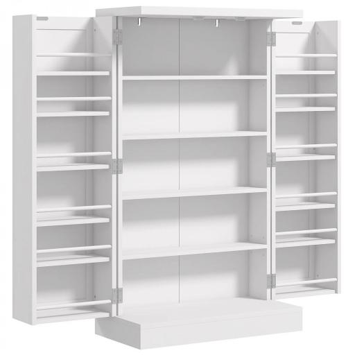 Armario Despensa Cocina con 2 Puertas 16 Estantes Alacena Moderna con Estantes Ajustables 60x30x104 cm Blanco [10]