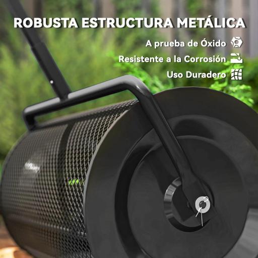Esparcidor de Compost con Cesto de 75L Mango Ajustable y Diseño Resistente para Jardinería y Césped 70x40x112 cm Negro [2]