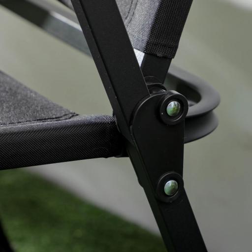 Set 2 Sillas de Jardín Plegables con Reposabrazos Sillas para Camping y Playa en Tela Oxford y Acero 54x59x78 cm Negro [6]