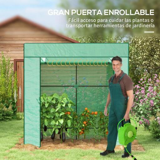 Invernadero de Exterior con Ventanas de Malla y Puerta con Cremallera para Cultivar Plantas Flores 196x77x197 cm Verde [4]