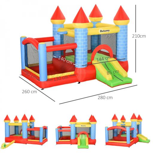 Castillo Hinchable para Niños con Tobogán Cama de Salto Inflador y Bolsa de Transporte para Interior y Exterior 280x260x210 cm Multicolor [1]