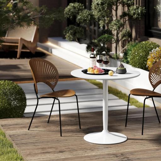 Mesa de Comedor Redonda Mesa de Cocina para 2 Personas con Base de Acero y Almohadilla Antideslizante Ø80x75 cm Blanco [6]