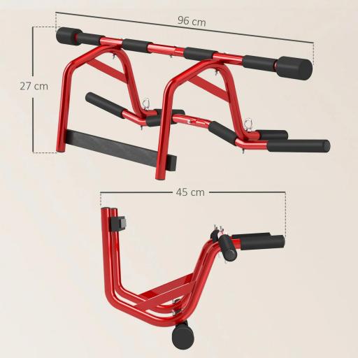 Barra de Dominadas de Pared Carga 150 kg para Ejercicio y Entrenamiento en Casa Gimnasio Rojo y Negro [1]