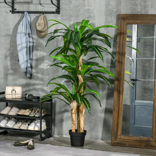 Dracaena Artificial con 66 Hojas Musgo Planta Artificial para Decoración Jardín Balcón Oficina Salón Ø20x160 cm Verde [5]