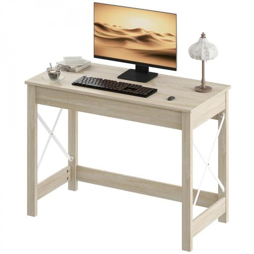 Escritorio Moderno Mesa Escritorio Mesa de Ordenador Fácil de Montar para Oficina Estudio 105x50x76 cm Natural [8]