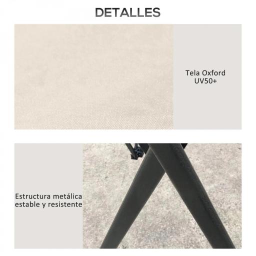 Carpa Plegable Pop-up con Altura Ajustable Protección UV50+ Doble Techo y Mosquiteras 4x4x2,8 m Beige [6]