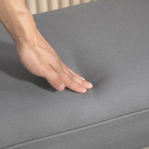 Banco Pie de Cama Tapizado en Lino Sintético con Patas de Madera Reposabrazos y Asiento Acolchado Gris Oscuro [7]