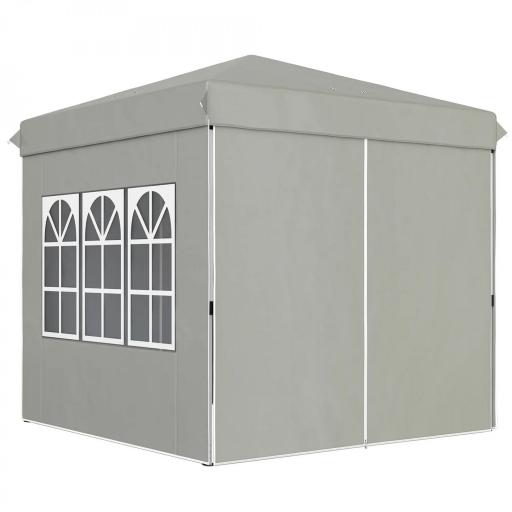 2,5x2,5 m Pabellón emergente con paredes laterales y bolsa de transporte, cenador ajustable en altura UPF50+, Gris claro [6]