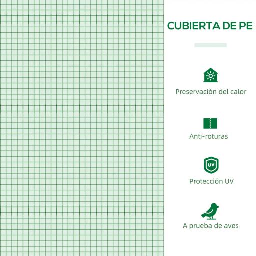 Invernadero Pequeño para Cultivo de Plantas con 4 Ventanas Marco de Acero y Cubierta de PE Anti-UV 200x80x45 cm Verde [5]