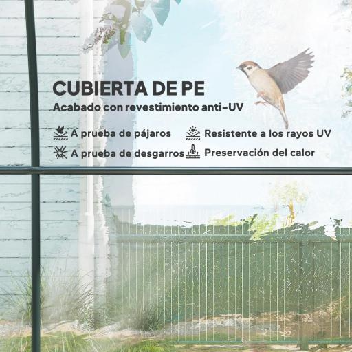 Invernadero de Túnel 3x2x2 m con Puerta Enrollable 2 Ventanas de Malla y Estructura de Acero Transparente [3]