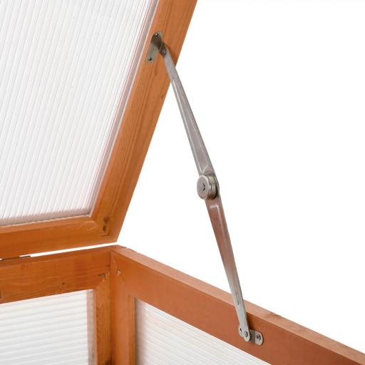 Invernadero de Jardín de Madera y Policarbonato Invernadero Vivero Casero con 3 Estantes 2 Puertas y Tapa Abatible para Cultivo de Plantas Terraza Patio 76x47x110 cm Natural [7]