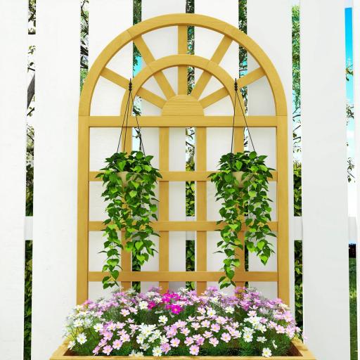 Jardinera con Enrejado de Madera con Drenaje para Cultivos Verduras Flores Hierbas 60x30x120 cm Natural [7]