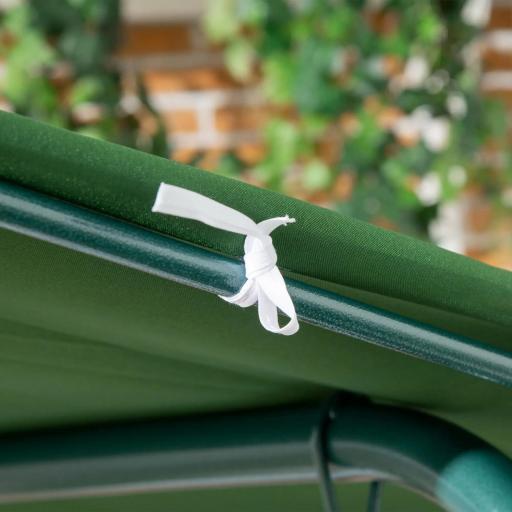 Columpio Balancín de Jardín de 3 Plazas con Cojín Techo Ajustable y Marco de Acero 172x110x153 cm Rayas Verde y Blanco [7]