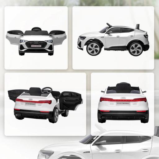 Coche de Batería para Niños 12V Audi E-tron con Mando a Distancia Faros Bocina Música Velocidad 3-5 km/h Blanco [3]