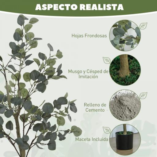 Planta Artificial Decorativa de 120 cm Eucaliptus Sintético con 230 Hojas en Maceta para Interior Verde [6]