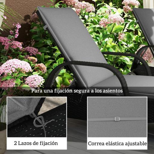  2 Cojines para Tumbonas de Jardín con Protección UV Resistentes a Salpicaduras 193x58x6 cm Gris [4]