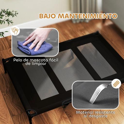 Cama Elevada para Perros Grandes Cama para Perros con Zona de Malla Transpirable y Bolsa 122x92x23 cm Negro [5]