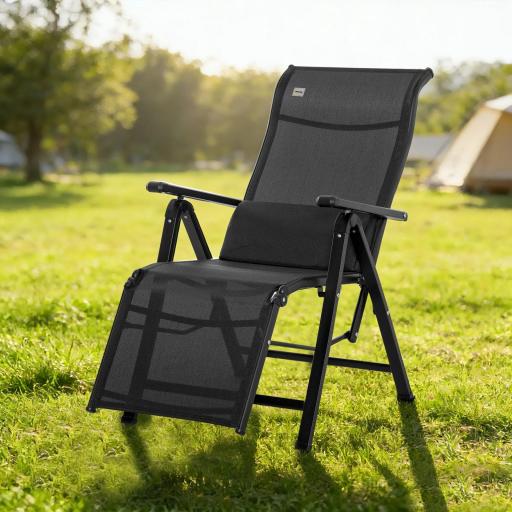 Tumbona Plegable de Jardín Tumbona Gravedad Cero con Respaldo Ajustable en 9 Posiciones con Cojín 70x65x111 cm Negro [7]