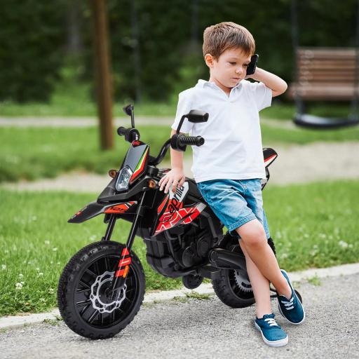  Moto Eléctrica para Niños 12V con Licencia Aprilia con Ruedas Auxiliares Desmontables 6 km/h Suspensión Trasera Rojo