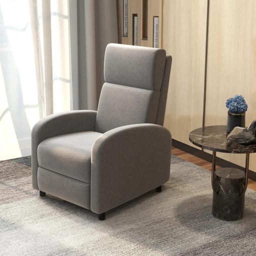Sillón Relax Reclinable hasta 160° Sofá Reclinable Moderno con Reposapiés Soporta hasta 120 kg 64x86x102 cm Gris [1]