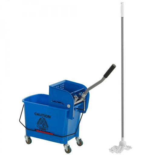 Cubo de Fregar con Escurridor Panel Separador y Ruedas Capacidad 20L para Limpieza Doméstica 45x26,5x70 cm Azul [8]