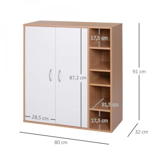 Armario Gabinete Consola Armario Bajo Mueble Organizador de Almacenaje Multiusos de Cocina Comedor Salón Baño con Puertas y Estantes Ajustables 80x32x91 cm [1]