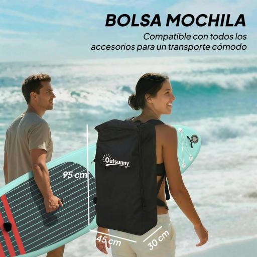 Tabla de Paddle Surf Hinchable 320 cm, con Superficie Antideslizante Remo de Aluminio Ajustable Quilla Bomba y Mochila [6]