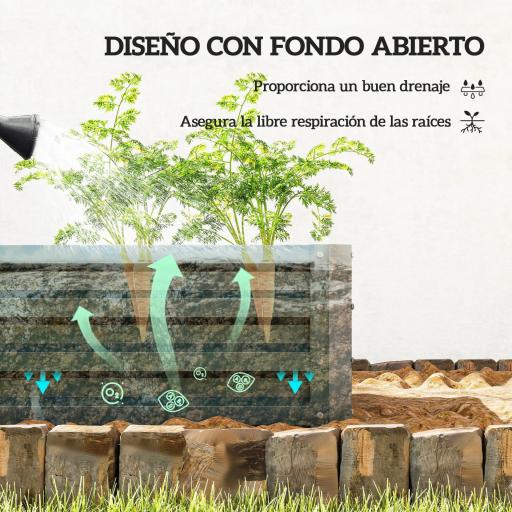 Juego de 2 Jardineras Exterior Grandes de Acero Galvanizado Huertos Urbanos para Terraza Jardín 110x50x30 cm Verde [3]