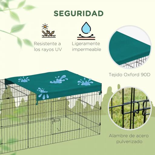 Jaula para Animales Pequeños de Acero con Puertas y Tela Superior para Conejos Chinchillas Gallinas 220x85x70 cm Verde [4]