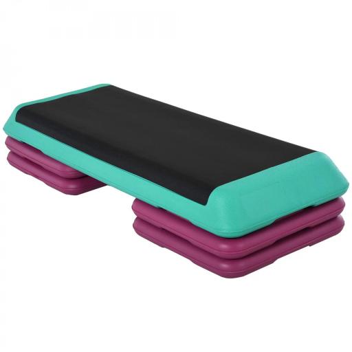 Step de Aeróbic Step para Fitness Antideslizante Altura Regulable 3 Niveles 110x40x20 cm Multicolor [7]