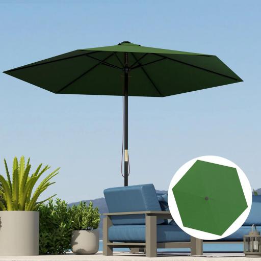 Toldo de Recambio de Sombrilla de 3 m Toldo de Repuesto para Sombrilla con Ventilación Superior Protección UV 30+ Verde [7]