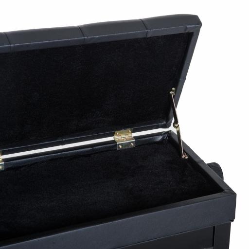 Banqueta para Piano Banco para Piano con Ajustable en Altura de 48 a 58 cm Espacio de Almacenamiento Patas de Madera Taburete para Teclado Acolchado 54,5x33x48-58 cm Negro [8]