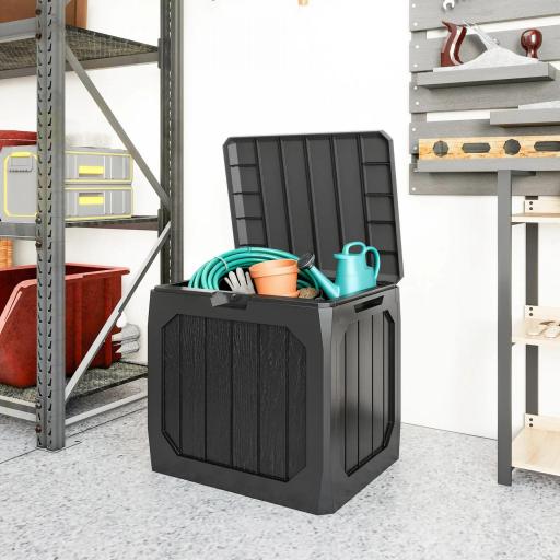 Baúl de Almacenaje Exterior de Plástico Capacidad 121L con 2 Asas y Tapa Bloqueable Impermeable 56x45x53 cm Negro [7]