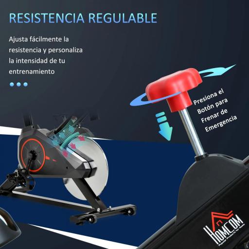 Bicicleta Estática Ciclo Indoor con Pantalla LCD Pulsómetro Sillín y Manillar Ajustables en Altura Volante de Inercia de 6 kg y Resistencia Regulable 85x46x114 cm Negro y Rojo [7]