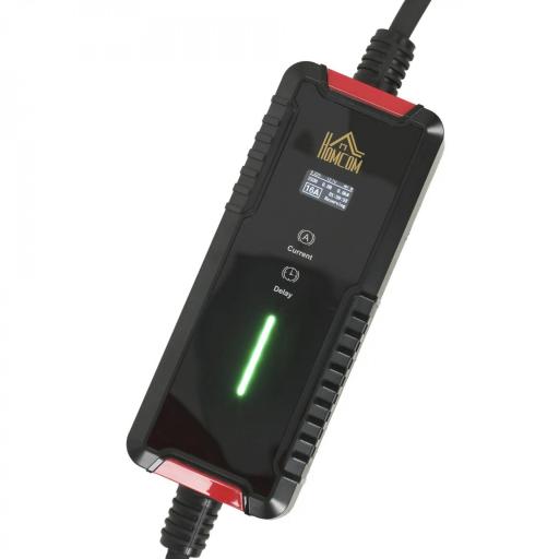 Cargador Coche Eléctrico Tipo 2 3,5kW 5m 6-16A Temporizador 1-12h Enchufe Schuko Pantalla LCD IP65 de Pared Bolsa Negro [10]