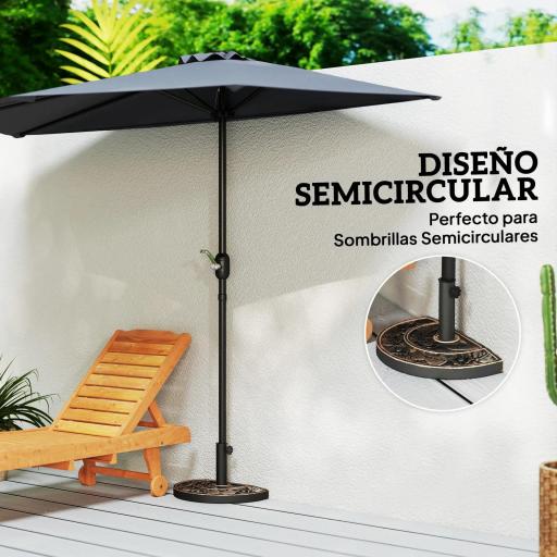 Soporte para Parasol Peso 9 kg en Forma de Semicírculo para Poste de Paraguas de Ø3,8 cm y Ø4,8 cm 50x31x32 cm Bronce [5]