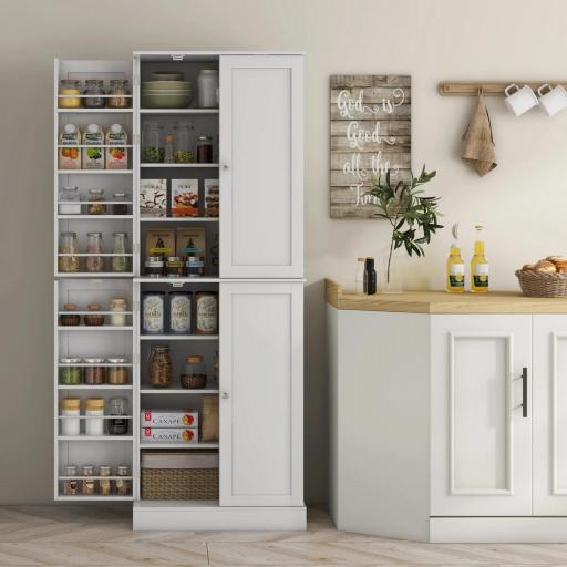 Armario Despensa de Cocina con 4 Puertas con Estantes Estantes Ajustables para Sala de Estar Comedor Blanco [2]