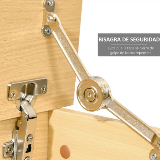 Baúl de Almacenamiento de Madera Taburete para Almacenaje con Tapa para Dormitorio Salón Carga Max. 120 kg 100x40x40 cm Natural [5]