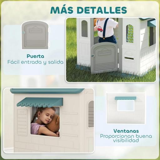 Casita Infantil Exterior e Interior 5 en 1 con Lanzamiento de Aros Baloncesto Fútbol Dardos para Niños +2 Años Beige [4]
