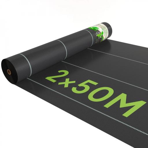 Malla Antihierbas 2x50 m Malla Antimaleza Malla Geotextil contra Malas Hierbas y Malezas 100 g/m² para Jardín Negro [8]