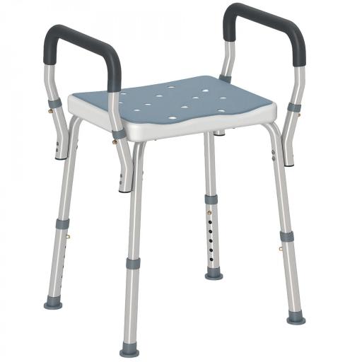 Taburete de ducha con Altura Ajustable para Personas Mayores o con Movilidad Reducida 52x45x69 cm Asiento Blanco y Azul [8]